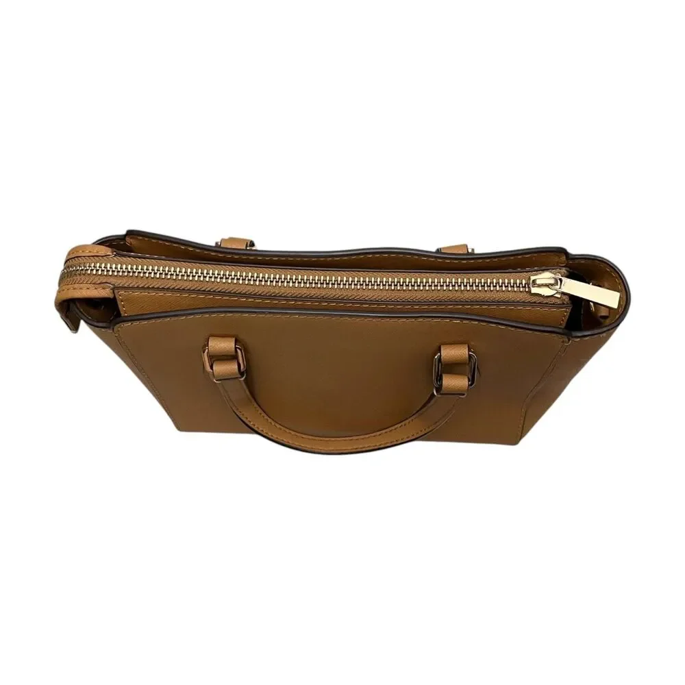 Tory Burch Emerson Mini Top Zip Tote Saffiano Leather Camel Crossbody Satchel